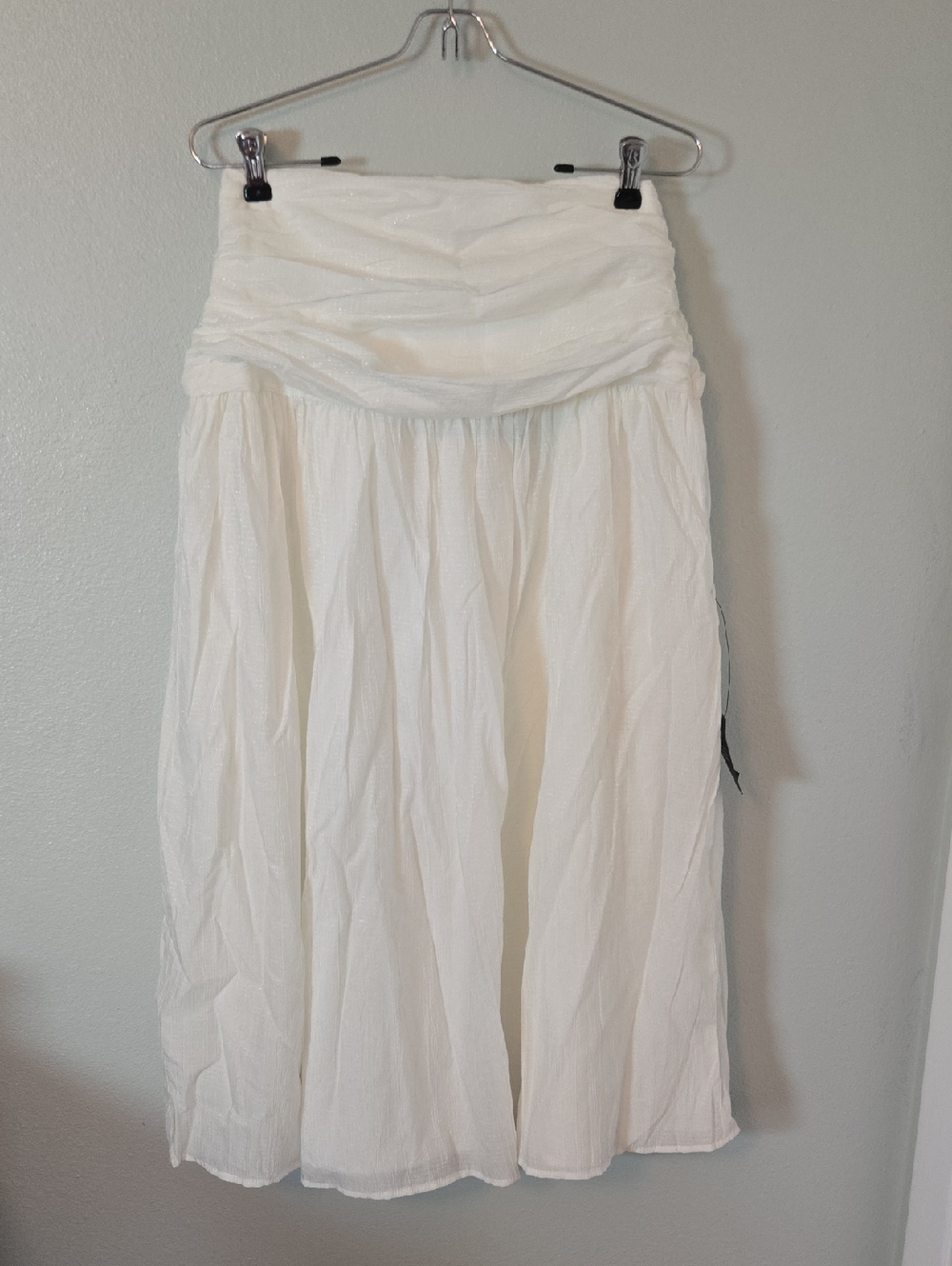 Lulus | NWT Kesia White Textured A-Line Midi Skirt Size Medium - Picture 4 of 10